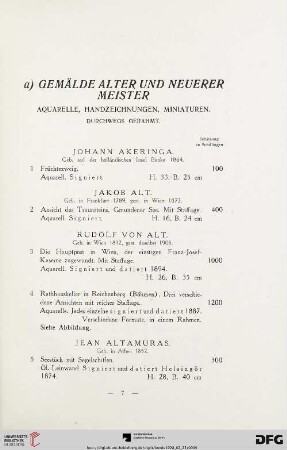a) Gemälde Alter und Neuerer Meister (Nr. 1-156)