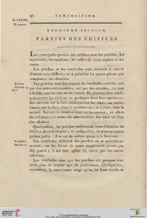 Deuxième Section: Parties des édifices