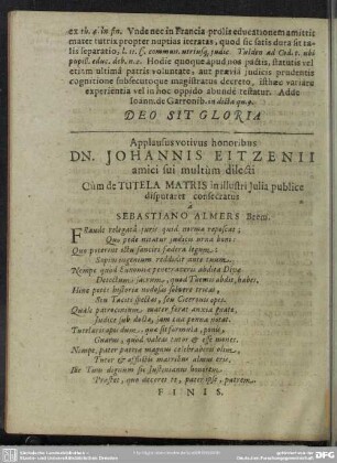 Applausus votivus honoribus Dn. Johannis Eitzenii amici sui multùm dilecti ...