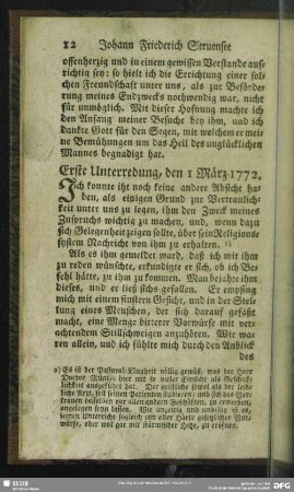 Erste Unterredung, den 1 März 1772
