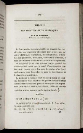 Théorie des approximations numériques.