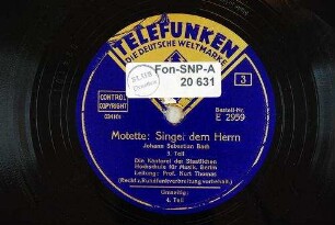 Motette: Singet dem Herrn : 3. Teil / Johann Sebastian Bach