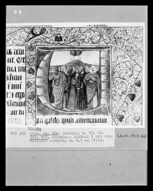 Missale aus Marmoutier — Initiale V mit Himmelfahrt Christi, Folio 127