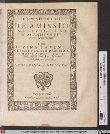 De Amissione Fevdi, Et Ad Qvos Amissvm Fevdum reuertatur