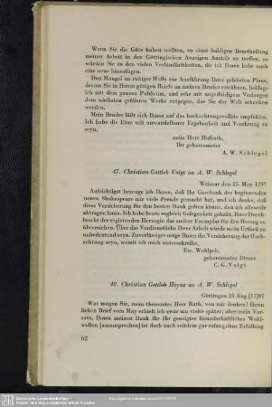 Christian Gottlob Heyne an August Wilhelm von Schlegel, Göttingen, 25.08.1797