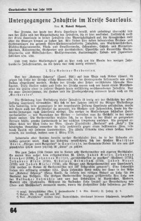 Untergegangene Industrie im Kreise Saarlouis