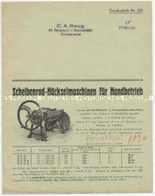 Scheibenrad-Häckselmaschinen für Handbetrieb
