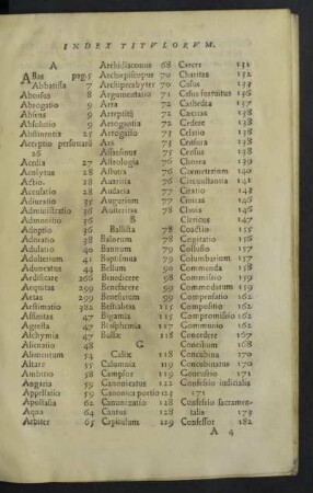 Index titulorum.