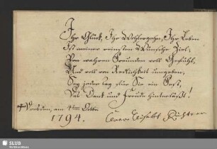 Bl. 72v-73r. Stammbucheintrag von Richter, Clara Elisabet