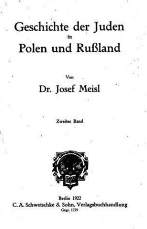 In: Geschichte der Juden in Polen und Rußland ; Band 2