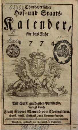 Churbajerischer Hof- und Staats-Calender. 1774
