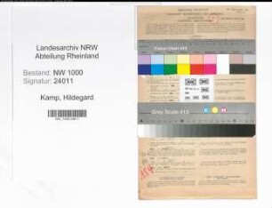 Entnazifizierung Hildegard Kamp, geb. 12.11.1921 (Kaufm.Angest.)