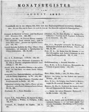 Monatsregister August 1837
