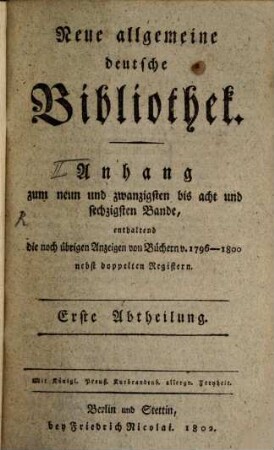 Neue allgemeine deutsche Bibliothek. 29/68,1. 1796/1800 (1802)