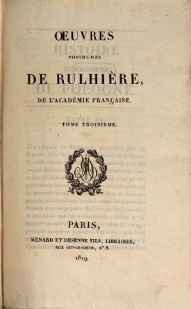 Oeuvres posthumes de Rulhière, de l'Académie Française, 3