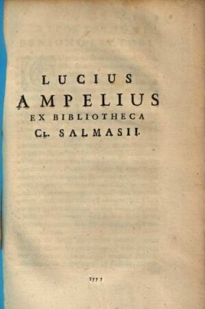 Lucius Ampelius ex bibliotheca Cl. Salmasii