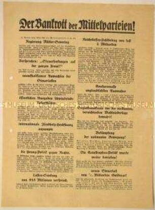 Programmatischer Wahlaufruf der Deutschnationalen Volkspartei anlässlich der Reichstagswahl 1930