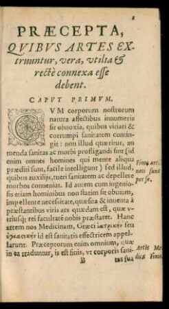 Praecepta, Quibus Artes Extruuntur ... connexa esse debent. Caput Primum. - Quot Et Quales sint temperamentorum differentiae, specie distinctae. Caput X.