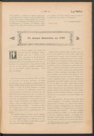 Un drama doméstico en 1796