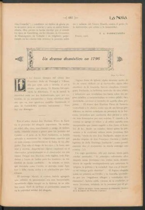 Un drama doméstico en 1796