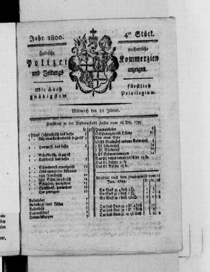 4tes Stück, Ausgabe vom 22. Januar 1800