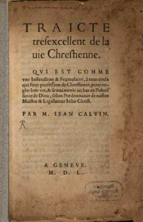 Traité de la vie Chretienne