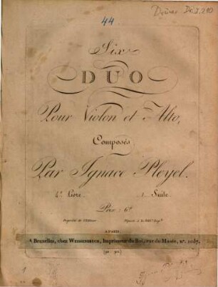Six duo pour violon et alto : 4e livre, 1. [Duo 1 - 3]