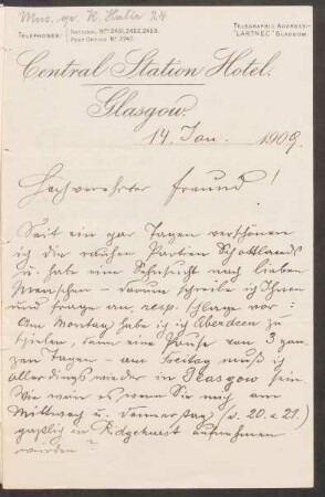 Brief an Edward Speyer : 14.01.1909