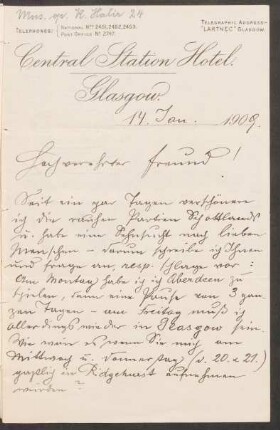 Brief an Edward Speyer : 14.01.1909