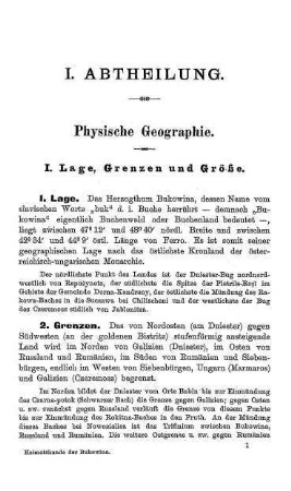 I. Abtheilung: Physische Geographie