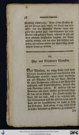 IV. Züge aus Mirabeau's Charakter.