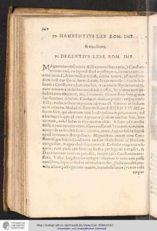 70. Magnentius LXX. Rom. IMp. & eius frater 71. Decentius LXXI. Rom. Imp.