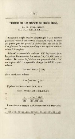 Théorème sur les surfaces du second degré.