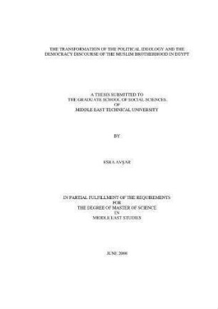 The Transformation of the Political Ideology and the Democracy Discourse of the Muslim Brotherhood in Egypt