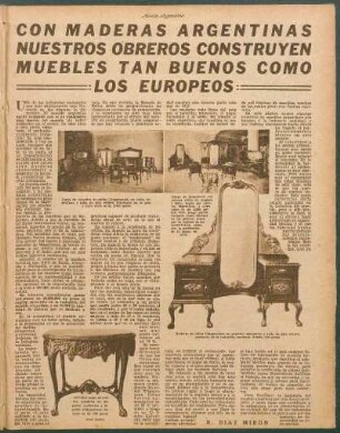 Con maderas argentinas nuestros obreros construyen muebles tan buenos como los europeos