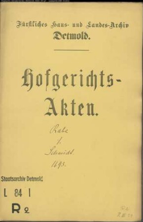 Rabe, Hans zu Ehrdissen gegen Franz Schmidt in Nienhagen - Gepfändete Kuh