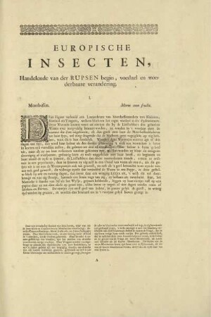 Europische Insecten, handelnde van der Rupsen begin, voedzel en wonderbaare Verandering
