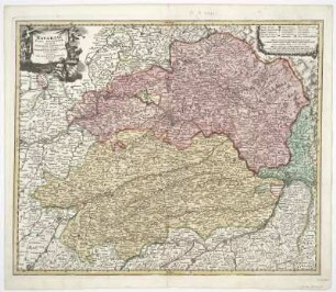 Karte der Ämter von Nieder-Bayern und den angrenzenden Gebieten, 1:310 000, Kupferstich, 1716