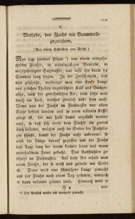 V. Methode, den Flachs wie Baumwolle zuzurichten