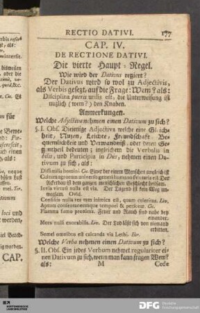 Cap. IV. De Rectione Dativi. Die vierte Haupt-Regel