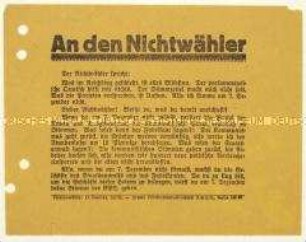 Aufruf der KPD an Nichtwähler zur Reichstagswahl am 7. Dezember 1924