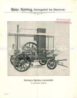 Spiritus-Lokomobile mit elektrischer Zündung
