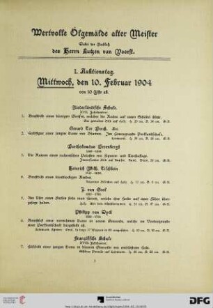 I. Auktionstag. Mittwoch, den 10. Februar 1904, von 10 Uhr ab (Nr. 1-159)