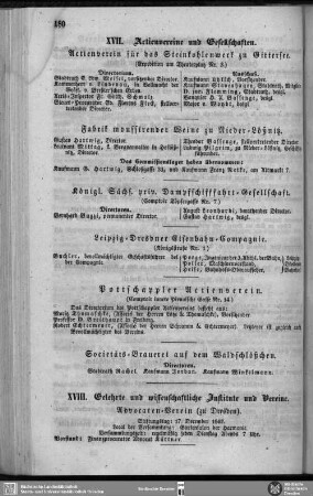 XVII. Actienvereine und Gesellschaften