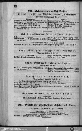XVII. Actienvereine und Gesellschaften