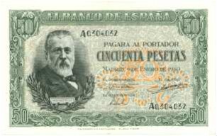 Geldschein, 50 Pesetas, 9.1.1940