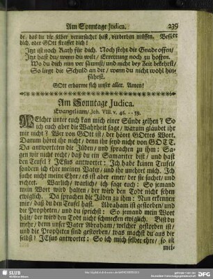 Am Sonntage Judica. Evangelium, Joh. VIII. v. 46 - 59