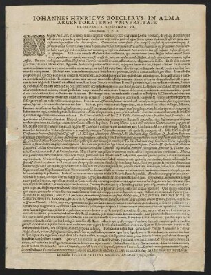 Iohannes Henricvs Boeclervs, In Alma Argentoratensi Vniversitate Professor Ordinarivs, Lectori Benevolo S. P. D.