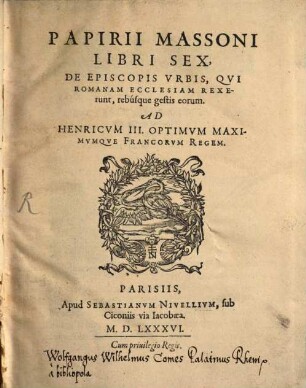 Libri sex, de episcopis urbis, qui Romanam ecclesiam rexerunt rebusque eorum gestis
