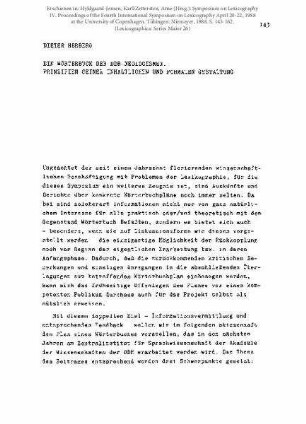 Ein Wörterbuch der DDR-Neologismen. Prinzipien seiner inhaltlichen und formalen Gestaltung
